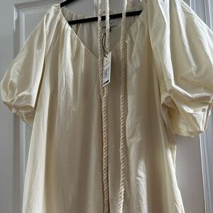 Tuckernuck XXXL Ivory Cream Cotton,Lace Bottom and  Puff Sleeve Long Dress NWT